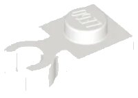 Plate, Modified 1 x 1 with Open O Clip Thick (Vertical Grip) in weiß, LEGO Teilenummer 4085d