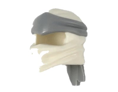 LEGO onderdeel Minifigure, Headgear Ninjago Wrap Type 4 with Molded Light Bluish Gray Headband  Pattern (40925pb06)