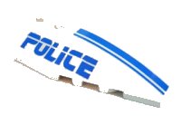 LEGO part Wedge 6 x 2 Right with Blue 'POLICE' and Stripes Pattern 41747pb017