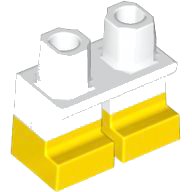 Legs Short with Molded Yellow Lower Legs / Boots  Pattern en blanc, numéro de pièce LEGO 41879pb024