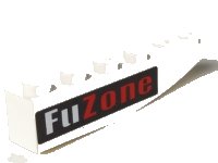 LEGO part Slope, Curved 6 x 1 Inverted with 'FuZone' on Black Background Pattern Model Right (Sticker) - Set 8897 42023pb004R