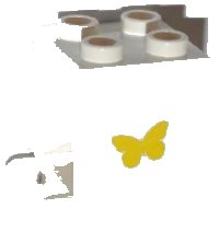 LEGO part Container, Box 2 x 2 x 2 with Yellow Butterfly Pattern (Sticker) - Set 3315 4345pb02