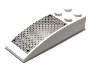 LEGO part Slope, Curved 6 x 2 with Black Rivets on Silver Tread Plate Large Pattern (Sticker) - Set 7206 (44126pb013)