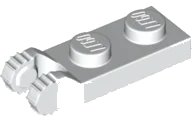 Hinge Plate 1 x 2 Locking with 2 Fingers on End (Undetermined Type) in weiß, LEGO Teilenummer 44302