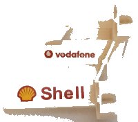 LEGO part Technic, Panel Fairing #23 Large Short, Small Hole, Side B with Shell and Vodafone Logo Pattern (Stickers) - Set 8674 44353pb25