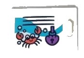 LEGO part Container, Cupboard 2 x 3 x 2 Door with Clam Shell Lock, Bubbles, Crab and Black Vents Pattern (Sticker) - Set 41430 4533pb029