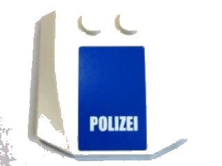 LEGO onderdeel Wedge 4 x 4 x 2/3 Triple Curved with 'POLIZEI' White on Blue Pattern (Sticker) - Set 7741 (45677pb010)
