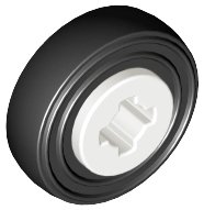 LEGO part Wheel 8mm D. x 6mm with Black Tire 14mm D. x 4mm Smooth Small Single (4624 / 3139) 4624c01