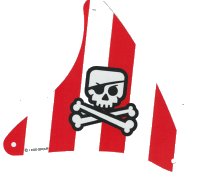 LEGO part Cloth Sail Triangular with Skull and Crossbones with Eye Patch on Red Stripes Background Pattern 48011