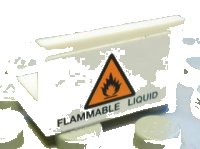 LEGO part Panel 1 x 2 x 1 with 'FLAMMABLE LIQUID' and Orange Warning Triangle Pattern (Sticker) - Set 8147 4865pb033