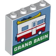 LEGO part Brick 1 x 4 x 3 with Camper Van and 'GRAND BASIN' Pattern 49311pb006