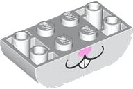 LEGO part Slope, Curved 4 x 2 Inverted Double with Black Mouth, Teeth and Bright Pink Nose, Rabbit Lower Face Pattern 5174pb03