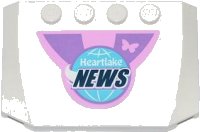 LEGO part Wedge 4 x 6 x 2/3 Triple Curved with Pink Butterfly and Globe with 'Heartlake NEWS' Pattern (Sticker) - Set 41056 52031pb067
