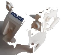 LEGO part Motorcycle Fairing, City with Blue 'POLICE' on White Background Pattern (Sticker) - Set 60200 52035pb15