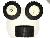 LEGO part Wheel 18mm D. x 14mm with Axle Hole, Fake Bolts and Shallow Spokes with Black Tire 30.4 x 14 Offset Tread Band Around Center of Tread (55982 / 92402) 55982c05