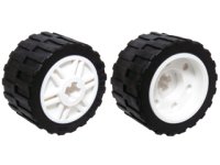 LEGO part Wheel 18mm D. x 14mm with Axle Hole, Fake Bolts and Shallow Spokes with Black Tire 24 x 14 Shallow Tread - Band Around Center of Tread (55982 / 89201) 55982c06