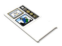 LEGO part Glass for Window 1 x 4 x 6 with 'Chief of the Year Wheeler' Certificate in Frame, Gold Police Badges and Minifigure on Green Skateboard Pattern (Sticker) - Set 60246 57895pb152