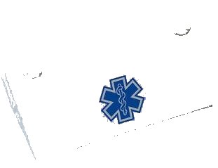 LEGO part Slope 33 3 x 6 without Inner Walls with Blue EMT Star of Life Pattern on White Background (Sticker) - Set 4431 (58181pb04)