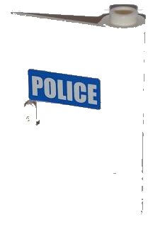 LEGO part Door 1 x 3 x 4 Right - Open Between Top and Bottom Hinge with White 'POLICE' on Blue Background Pattern (Sticker) - Set 7286 (58380pb04)