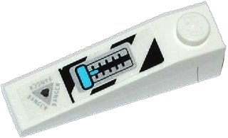 LEGO part Slope 18 4 x 1 with 'DANGER' and Medium Blue Gear Stick Pattern (Sticker) - Set 70170 (60477pb005)