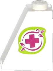 LEGO part Slope 65 2 x 1 x 2 with Magenta Cross and Leaves in Lime Border Pattern Model Left Side (Sticker) - Set 41036 60481pb003L
