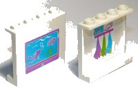 LEGO part Panel 1 x 4 x 3 with Side Supports - Hollow Studs with Diver and Turtle on Screen on Outside and Towel Holder on Inside Pattern (Stickers) - Set 41015 60581pb064