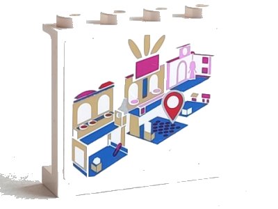 LEGO onderdeel Panel 1 x 4 x 3 with Side Supports - Hollow Studs with Mall Map and Red Position Marker Pattern (Stickers) - Set 41058 (60581pb065)