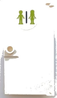 LEGO part Door 1 x 4 x 6 with Stud Handle with Lime Male and Female Mini Dolls Silhouettes (Unisex Restroom) Pattern (Sticker) - Set 41395 60616pb068