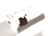 LEGO onderdeel Slope, Curved 2 x 4 x 1 1/3 with 4 Recessed Studs with Rust Spot Pattern Model Left Side (Sticker) - Set 10274 6081pb028l