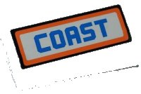LEGO part Slope, Curved 2 x 4 x 2/3 without Bottom Tubes with 'COAST' Pattern (Sticker) - Set 7726 61068pb012