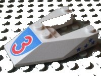 LEGO part Wedge 6 x 4 Cutout without Stud Notches with Red Number 3 Print & Blue Stars Pattern on Both Sides (Stickers) - Set 6517 6153apb05