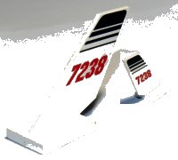 LEGO part Tail Shuttle with '7238' and Black Lines Pattern on Both Sides (Stickers) - Set 7238 6239pb012