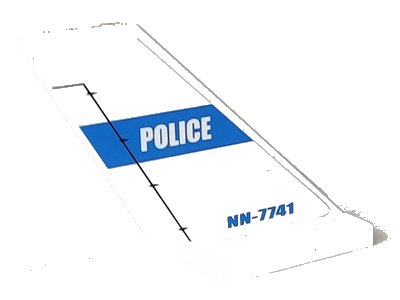 LEGO part Tail Shuttle with 'POLICE' on Blue Stripe and 'NN-7741' Pattern on Both Sides (Stickers) - Set 7741 (6239pb015)