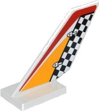 LEGO part Tail Shuttle with Checkered Rudder and Red and Bright Light Orange Pattern on Both Sides (Stickers) - Set 60019 6239pb040