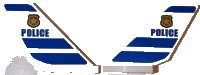 LEGO part Tail Shuttle with 'POLICE', Badge and Blue Stripes Pattern on Both Sides (Stickers) - Set 60138 6239pb068