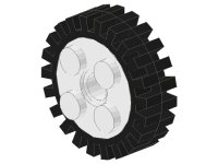 LEGO part Wheel FreeStyle with Technic Pin Hole with Black Tire 24mm D. x 8mm Offset Tread - Interior Ridges (6248 / 3483) 6248c01