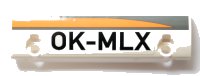 LEGO part Technic, Panel Curved 11 x 3 with Black 'OK-MLX' and Dark Bluish Gray and Orange Stripes Pattern Model Right Side (Sticker) - Set 42052 62531pb043r