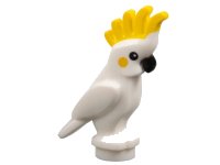 LEGO part Bird, Parrot Cockatoo with Yellow Crest and Cheeks, Black Eyes and Beak Pattern 6333pb01