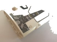 LEGO part Technic, Panel Fairing #13 Large Short Smooth, Side A with Silver and Black Mechanical Pattern (Sticker) - Set 44014 64394pb009