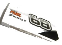 LEGO part Technic, Panel Fairing # 3 Small Smooth Long, Side A with Black '68' and 'action FUEL DESIGN' Pattern (Sticker) - Set 42045 64683pb026