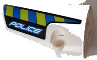 LEGO part Technic, Panel Fairing # 3 Small Smooth Long, Side A with Blue and Lime Diagonal Stripes and 'POLICE' Pattern (Sticker) - Set 42091 64683pb079