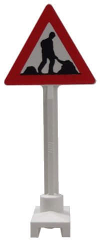 LEGO part Road Sign Triangle with Thick Worker and 2 Piles Pattern 649pb10a
