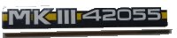LEGO part Tile 1 x 6 with 'MKIII 42055' on Dark Blue and Yellow Stripe Pattern (Sticker) - Set 42055 6636pb165