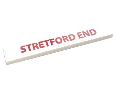 LEGO part Tile 1 x 6 with Red 'STRETFORD END' on White Background Pattern (Sticker) - Set 10272 (6636pb264)