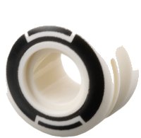 LEGO part Wheel 11mm D. x 8mm with Center Groove, 8 Spokes and Smooth Side with Black Circle and Arcs Pattern 6683pb01