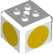 LEGO part Brick, Modified Cube, 4 Studs on Top with Yellow Circle Pattern on All Sides (Super Mario Yellow Toad Cap) 66855pb06