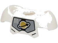LEGO part Minifigure Armor Breastplate with Shoulder Pads and 2 Back Studs with Light Bluish Gray Panels and Gold and Black Classic Space Logo Pattern (BAM) 78643pb10