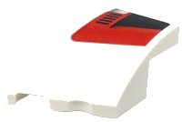 LEGO part Wedge 3 x 2 Left No Studs with Black Corner and Air Vent on Red Background Pattern (Sticker) - Set 76916 80177pb008
