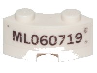 LEGO part Brick, Round Corner 2 x 2 Macaroni with Stud Notch and Reinforced Underside with 'ML060719' Pattern (Sticker) - Set 70419 85080pb03
