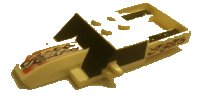 LEGO part Vehicle, Top Fast Food Racer 4 x 10 with Pickup Bed with Black Windshield and Side Windows, Flames and 'V8' Pattern (Stickers) - Gear McDR2 / McDR5US 85757pb02